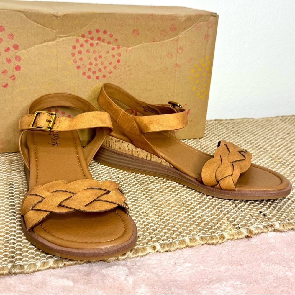 NEW Women's Tan Braided Ankle-Strap Sandals